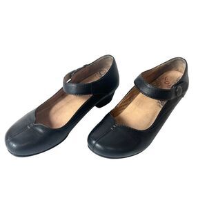 Taos Mary Jane Shoes Comfort Block Heel Womens Sz 8.5 Black Leather Classic Pump